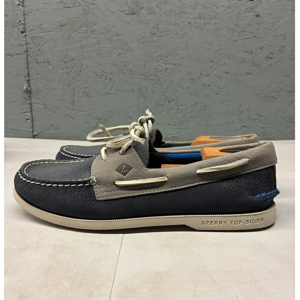 Sperry Authentic Original Boat Shoes Mens 10M Gray STS19266 Leather Deck Loafers